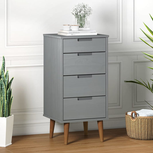 Chest of drawers MOLDE grey 40x35x82 cm solid pine wood