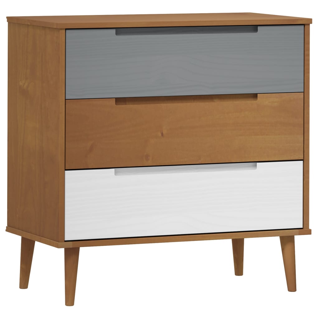 Chest of drawers MOLDE brown 80x40x80 cm solid pine wood