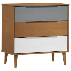 Chest of drawers MOLDE brown 80x40x80 cm solid pine wood