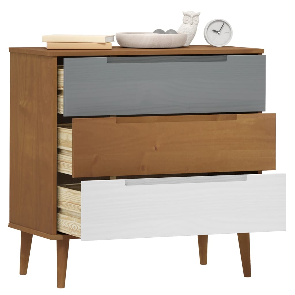 Chest of drawers MOLDE brown 80x40x80 cm solid pine wood