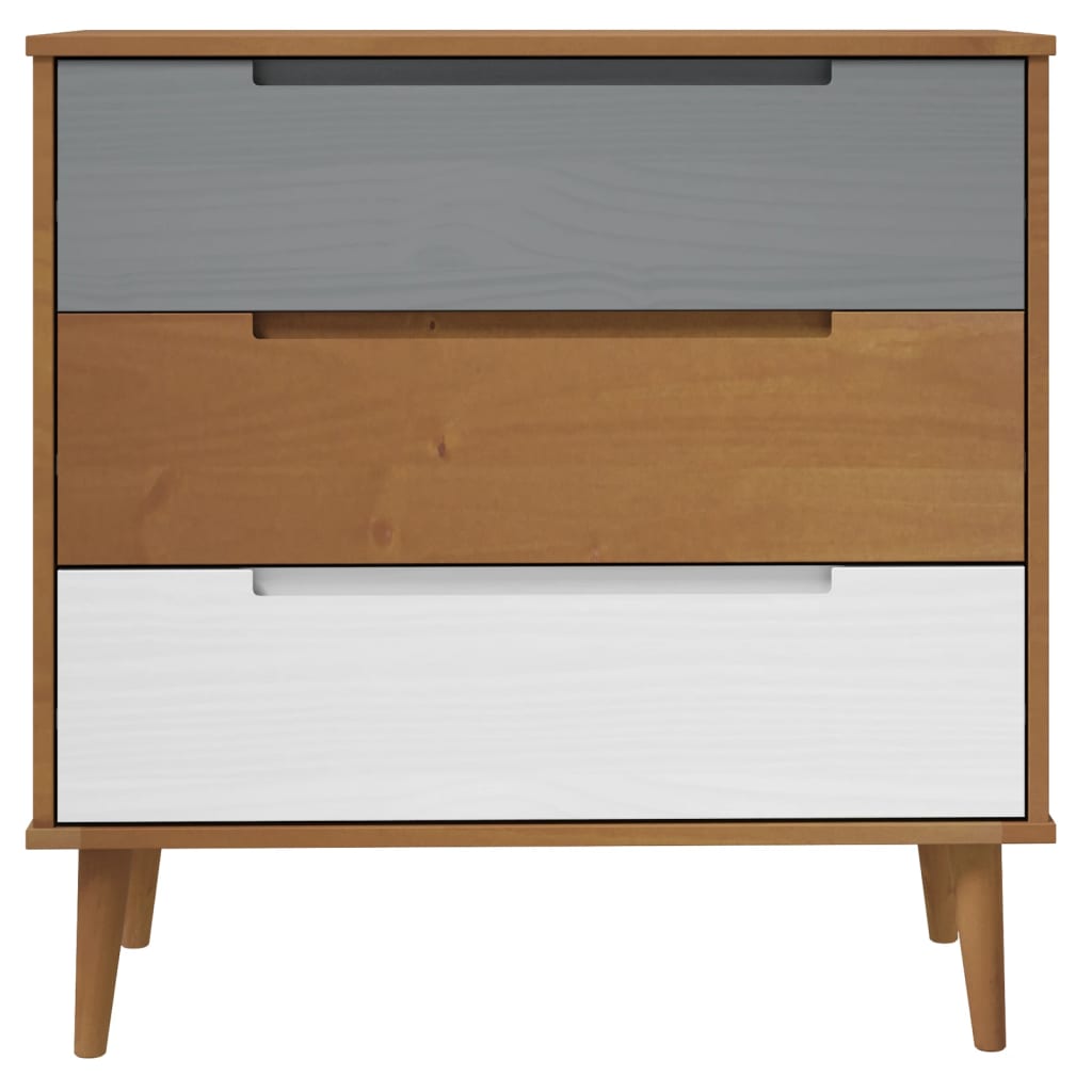 Chest of drawers MOLDE brown 80x40x80 cm solid pine wood