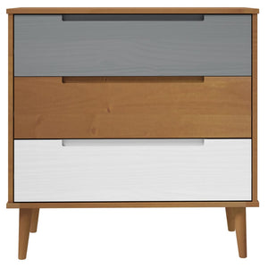 Chest of drawers MOLDE brown 80x40x80 cm solid pine wood