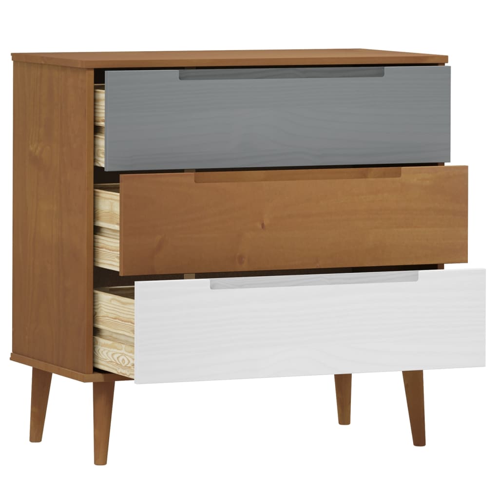 Chest of drawers MOLDE brown 80x40x80 cm solid pine wood