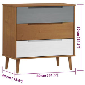 Chest of drawers MOLDE brown 80x40x80 cm solid pine wood