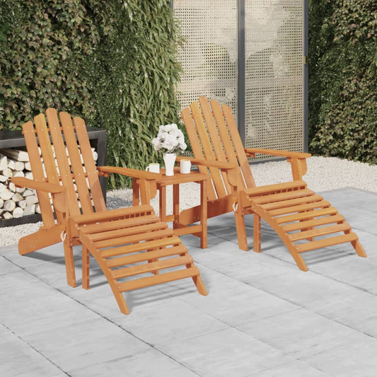 Adirondack garden chairs with footrests 2 pcs solid acacia wood