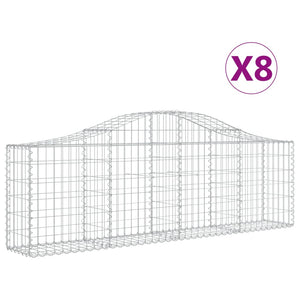 Gabion baskets curved 8 pcs 200x30x60/80 cm galvanized iron
