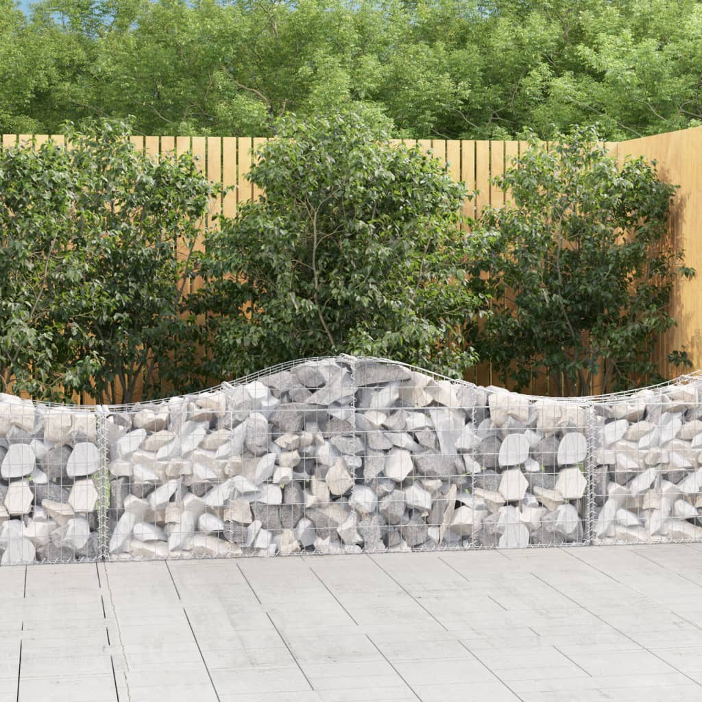Gabion baskets curved 8 pcs 200x30x60/80 cm galvanized iron