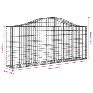 Gabion baskets curved 14 pcs 200x30x80/100 cm galvanized iron