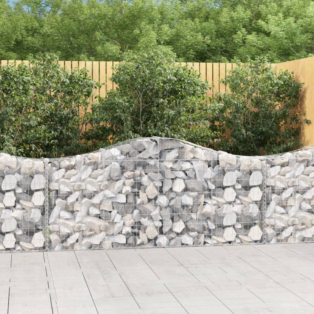 Gabion baskets curved 14 pcs 200x30x80/100 cm galvanized iron