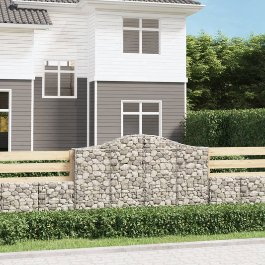 Gabion baskets curved 6 pcs 200x30x120/140 cm galvanized iron