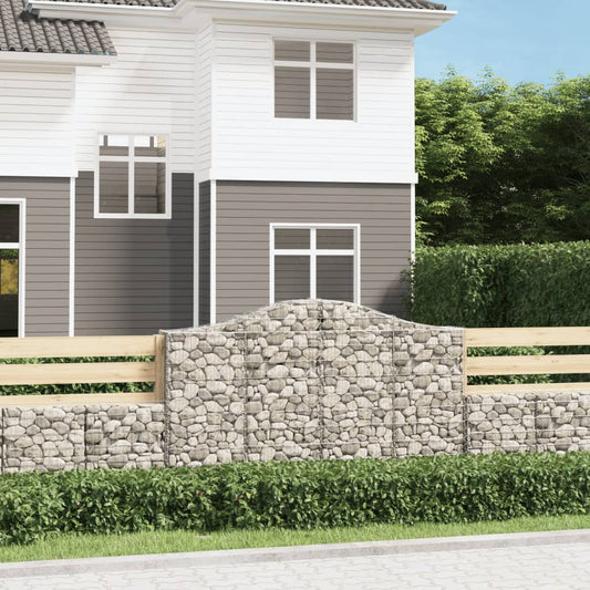 Gabion baskets curved 8 pcs 200x30x120/140 cm galvanized iron