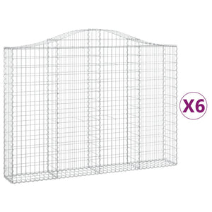 Gabion baskets curved 6 pcs 200x30x140/160 cm galvanized iron