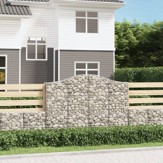 Gabion baskets curved 7 pcs 200x30x140/160 cm galvanized iron