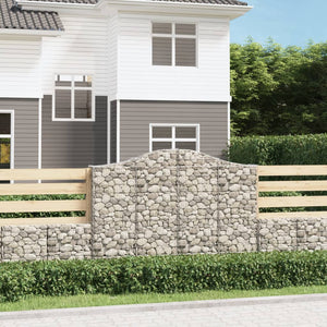Gabion baskets curved 7 pcs 200x30x140/160 cm galvanized iron
