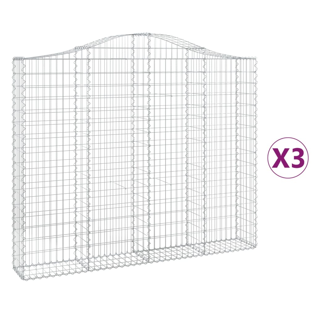 Gabion baskets curved 3 pcs 200x30x160/180 cm galvanized iron