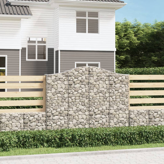 Gabion baskets curved 3 pcs 200x30x160/180 cm galvanized iron