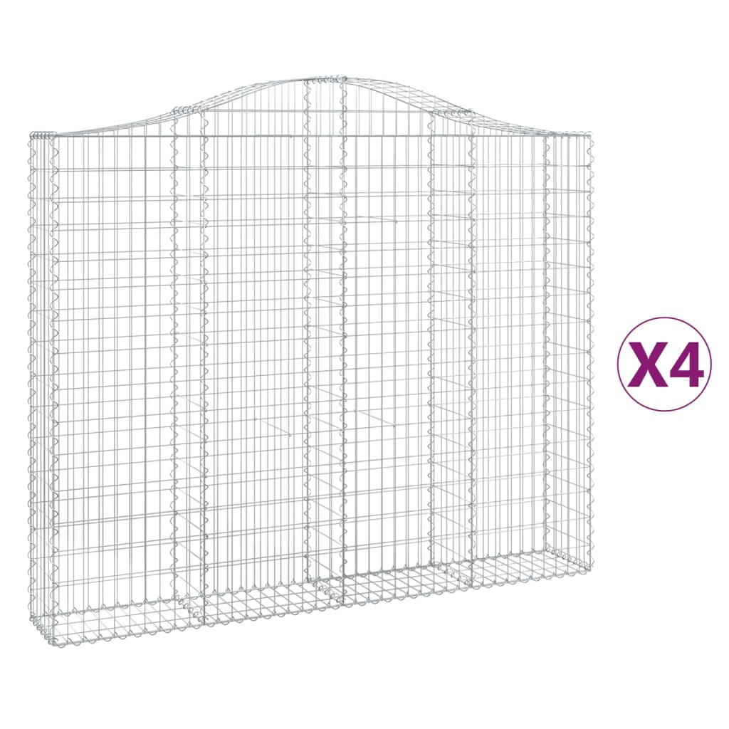 Gabion baskets curved 4 pcs 200x30x160/180 cm galvanized iron