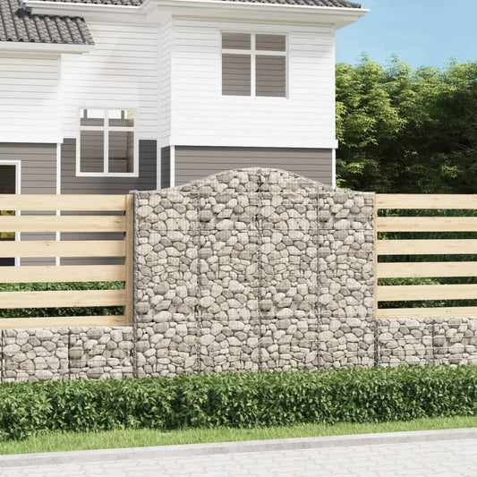 Gabion baskets curved 4 pcs 200x30x180/200 cm galvanized iron
