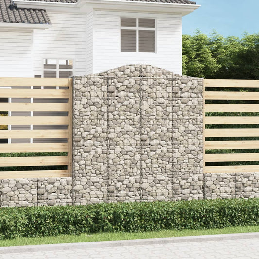 Gabion baskets curved 3 pcs 200x30x220/240 cm galvanized iron