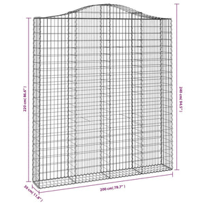 Gabion baskets curved 5 pcs 200x30x220/240 cm galvanized iron