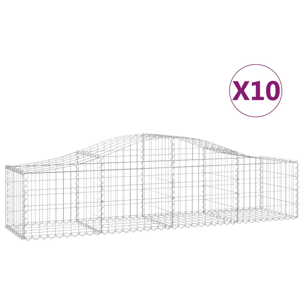 Gabion baskets curved 10 pcs 200x50x40/60 cm galvanized iron