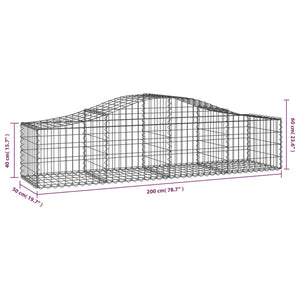 Gabion baskets curved 10 pcs 200x50x40/60 cm galvanized iron