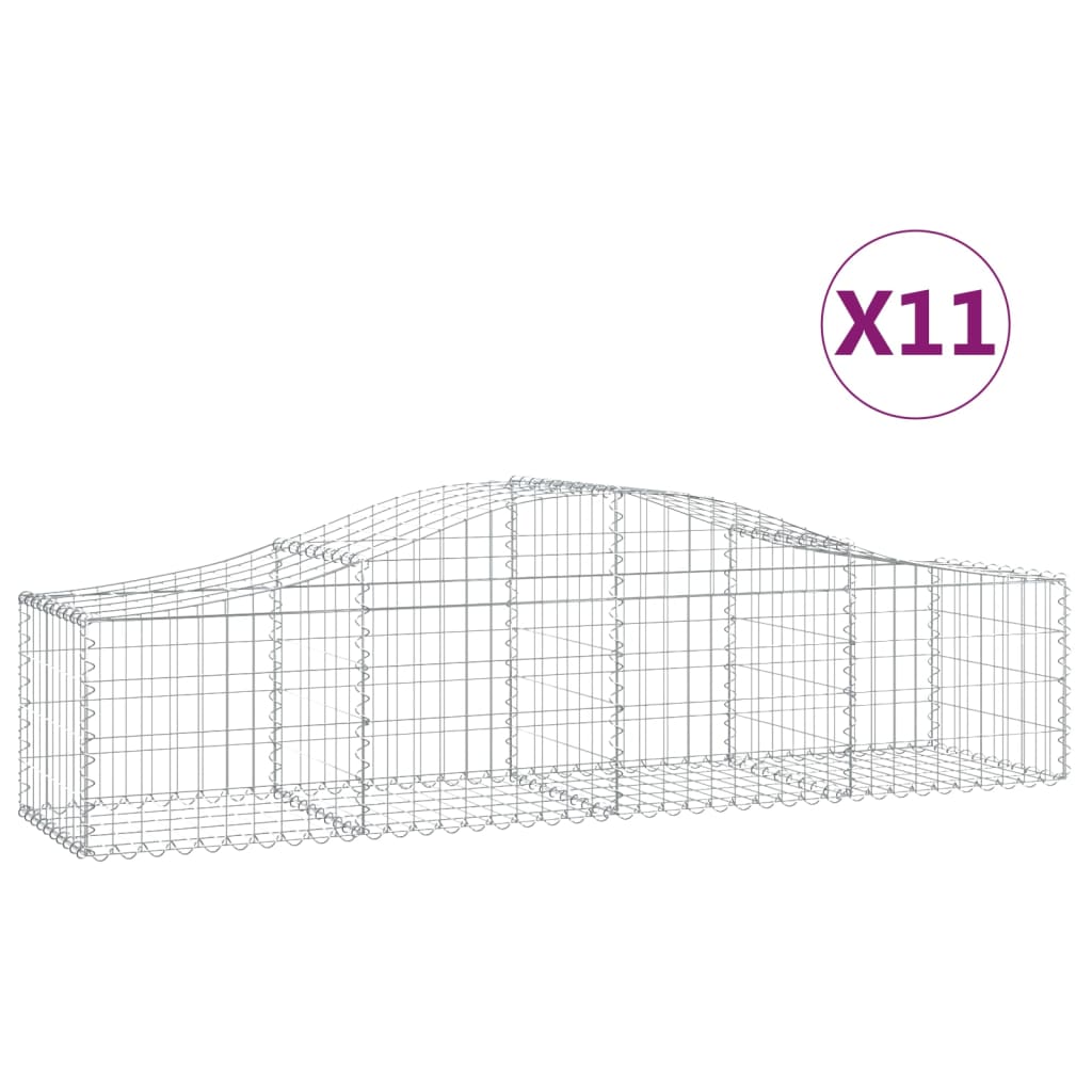 Gabion baskets curved 11 pcs 200x50x40/60 cm galvanized iron