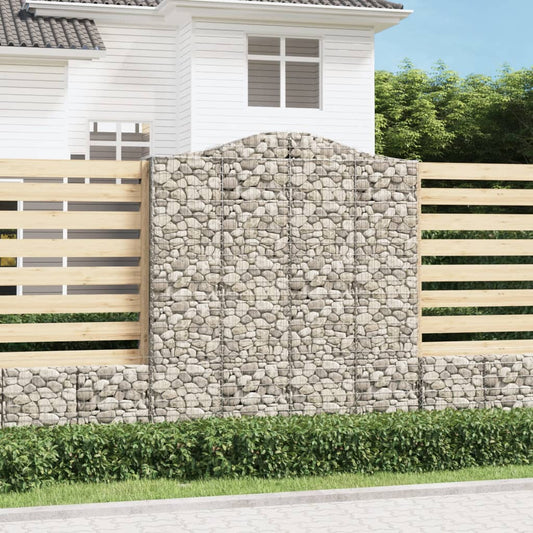 Gabion baskets curved 4 pcs 200x50x220/240 cm galvanized iron