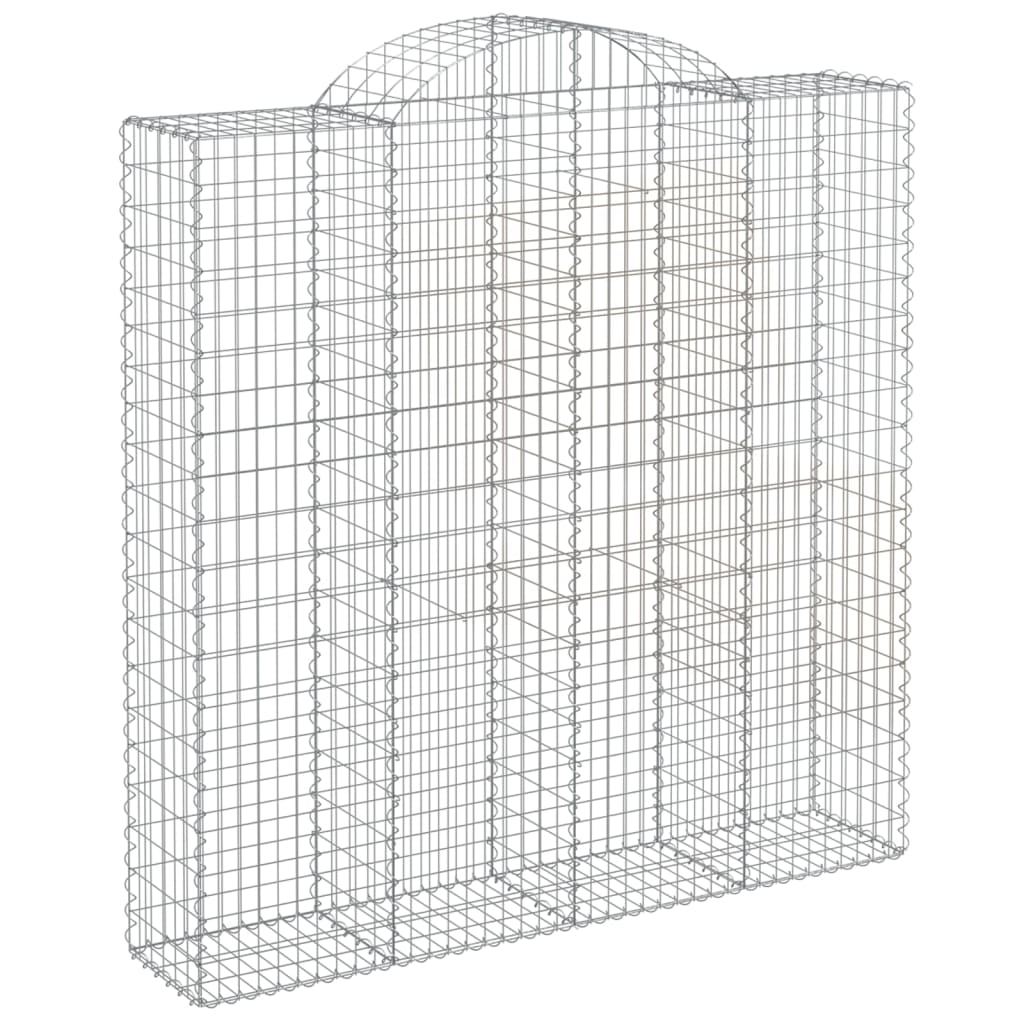 Gabion baskets curved 4 pcs 200x50x200/220 cm galvanized iron