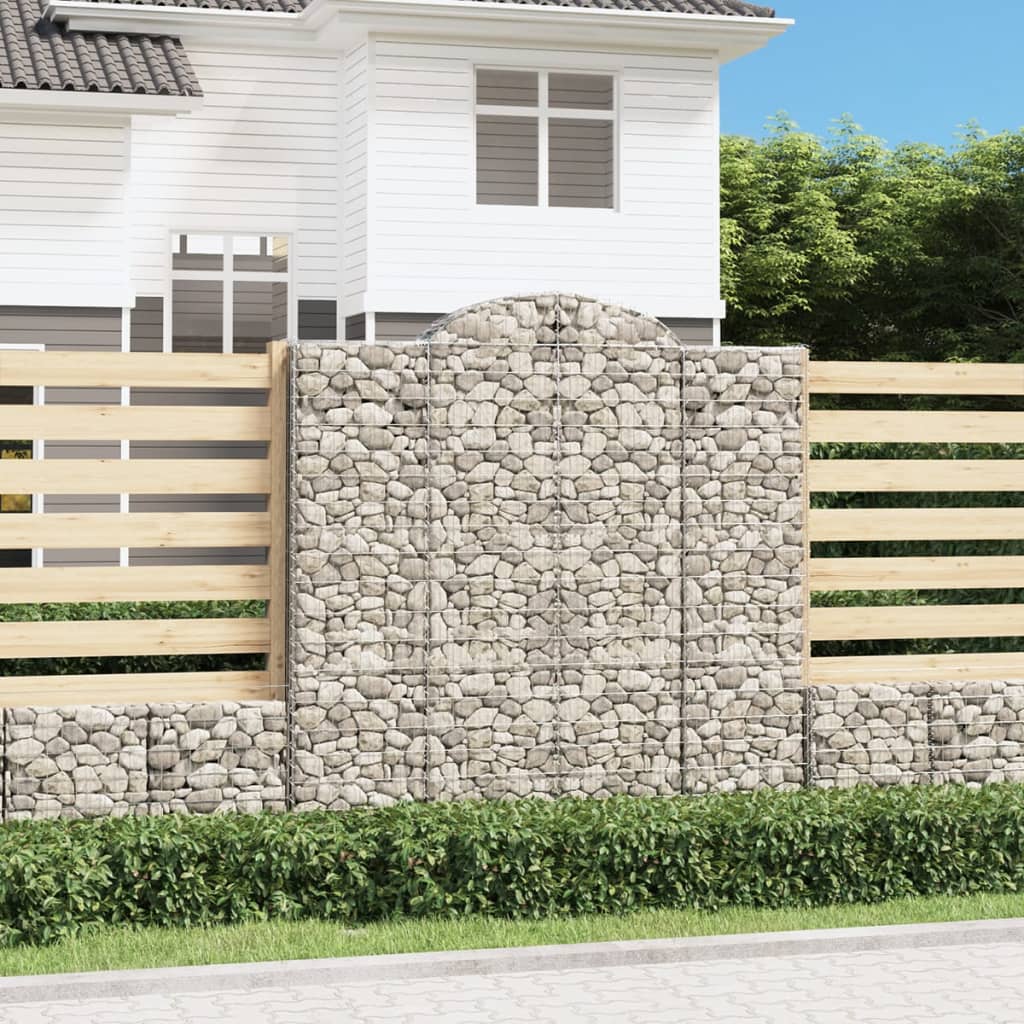 Gabion baskets curved 4 pcs 200x50x200/220 cm galvanized iron