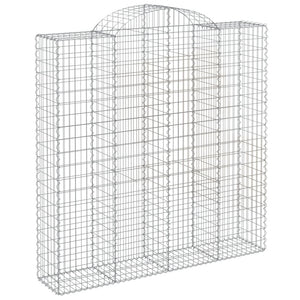 Gabion baskets curved 5 pcs 200x50x200/220 cm galvanized iron