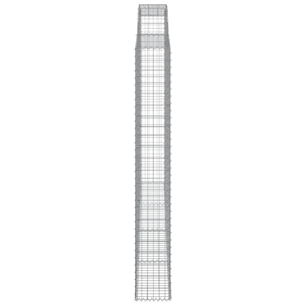 Gabion baskets curved 2 pcs 300x30x220/240 cm galvanized iron