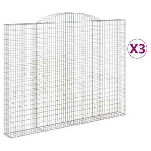 Gabion baskets curved 3 pcs 300x30x220/240 cm galvanized iron