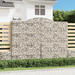 Gabion baskets curved 3 pcs 300x30x220/240 cm galvanized iron