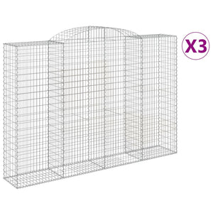 Gabion baskets curved 3 pcs 300x50x200/220 cm galvanized iron