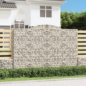 Gabion baskets curved 3 pcs 300x50x200/220 cm galvanized iron