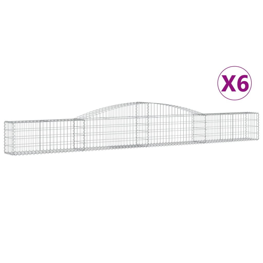 Gabion baskets curved 6 pcs 400x30x40/60 cm galvanized iron