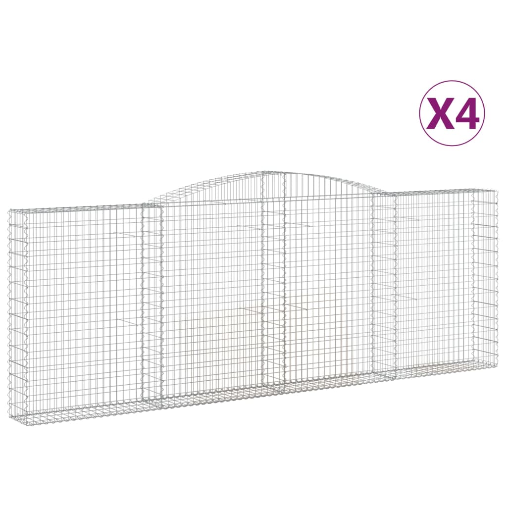 Gabion baskets curved 4 pcs 400x30x140/160 cm galvanized iron