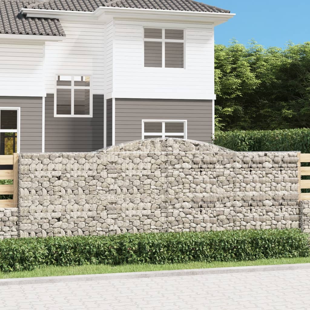 Gabion baskets curved 4 pcs 400x30x140/160 cm galvanized iron