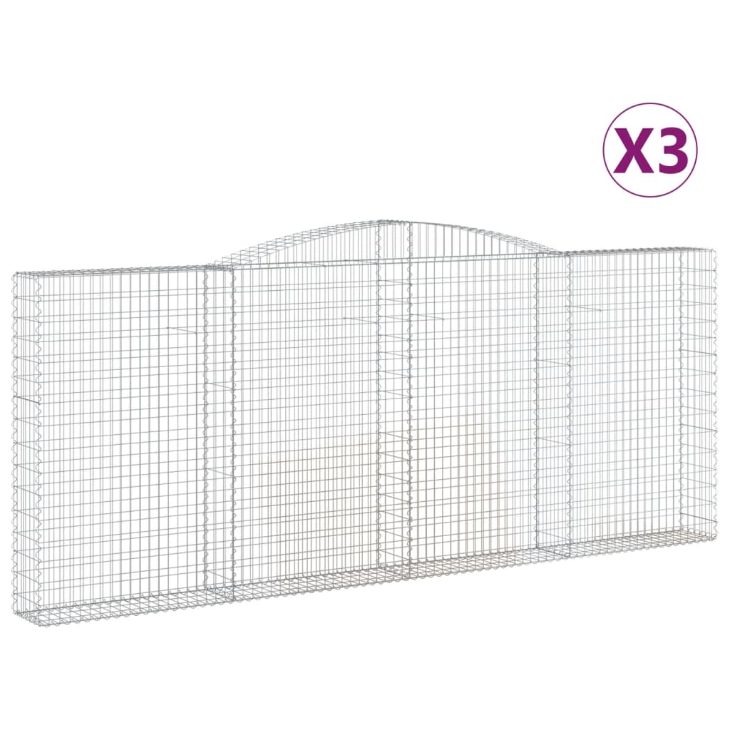 Gabion baskets curved 3 pcs 400x30x160/180 cm galvanized iron