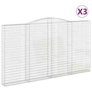 Gabion baskets curved 3 pcs 400x30x220/240 cm galvanized iron