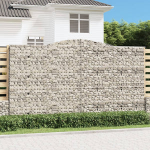 Gabion baskets curved 3 pcs 400x30x220/240 cm galvanized iron