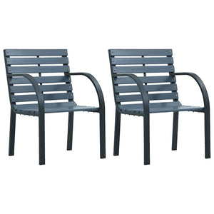 Garden chairs 2 pcs gray solid spruce wood and powder coated steel