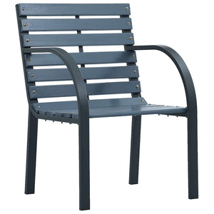 Garden chairs 2 pcs gray solid spruce wood and powder coated steel