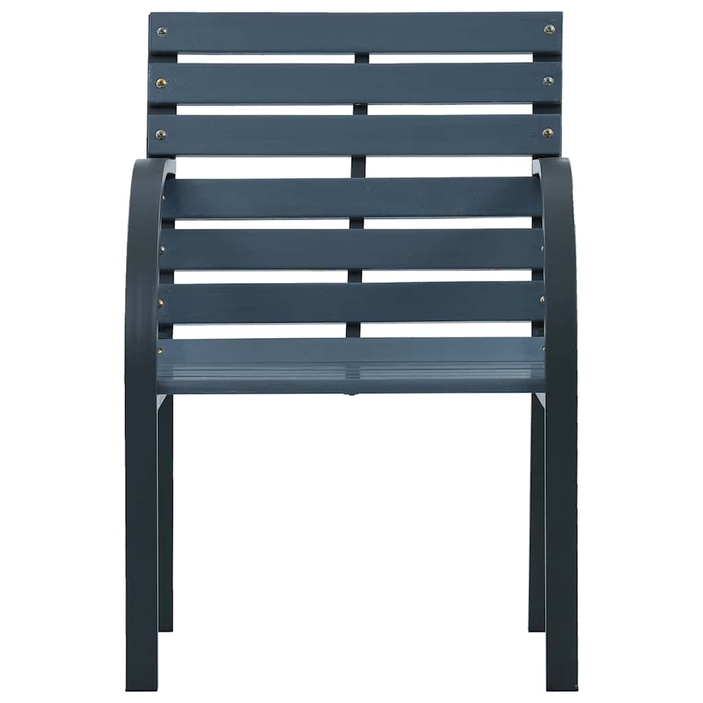 Garden chairs 2 pcs gray solid spruce wood and powder coated steel