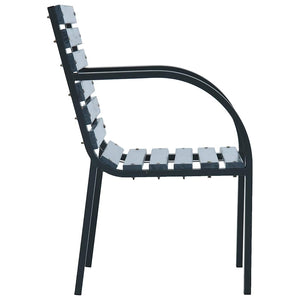 Garden chairs 2 pcs gray solid spruce wood and powder coated steel