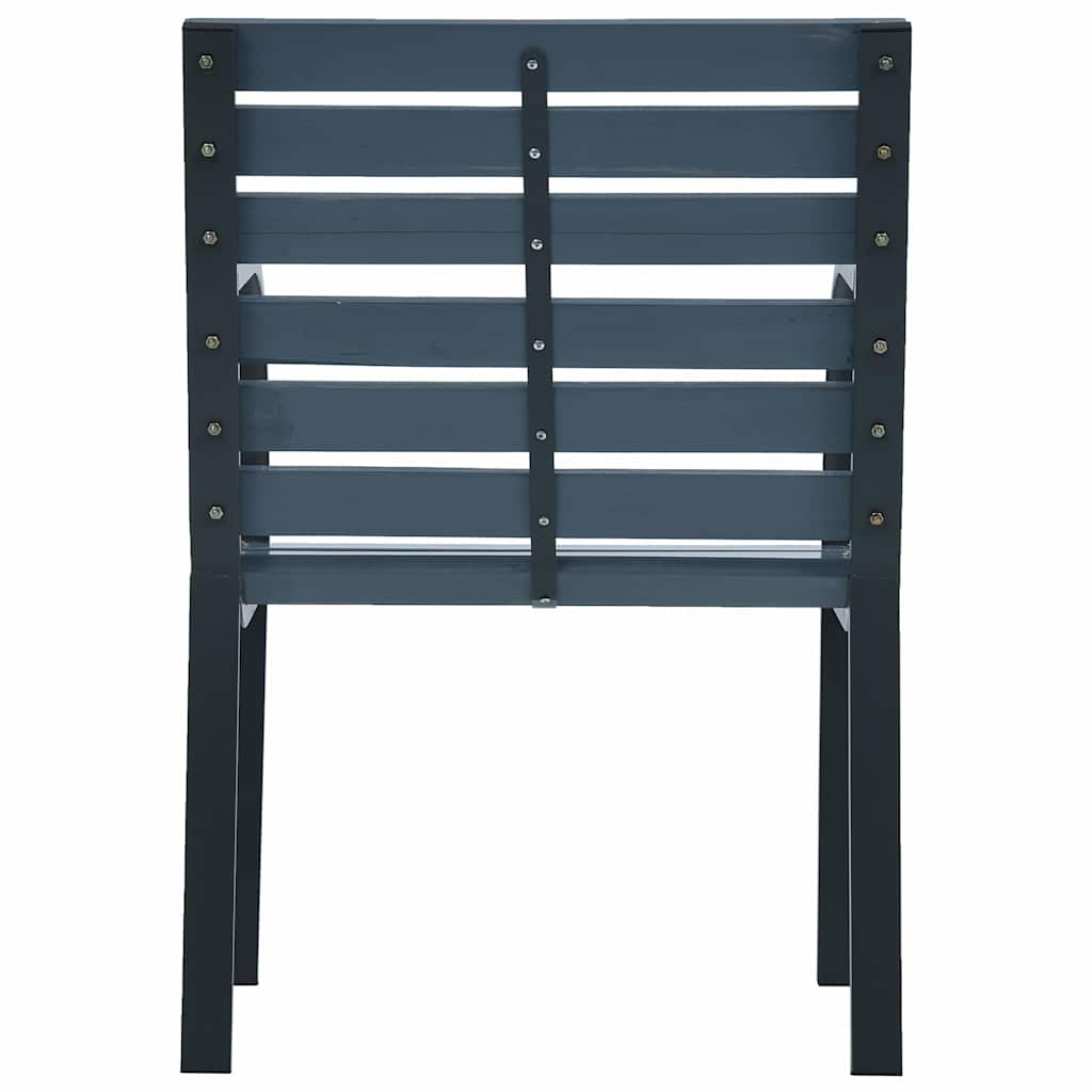 Garden chairs 2 pcs gray solid spruce wood and powder coated steel