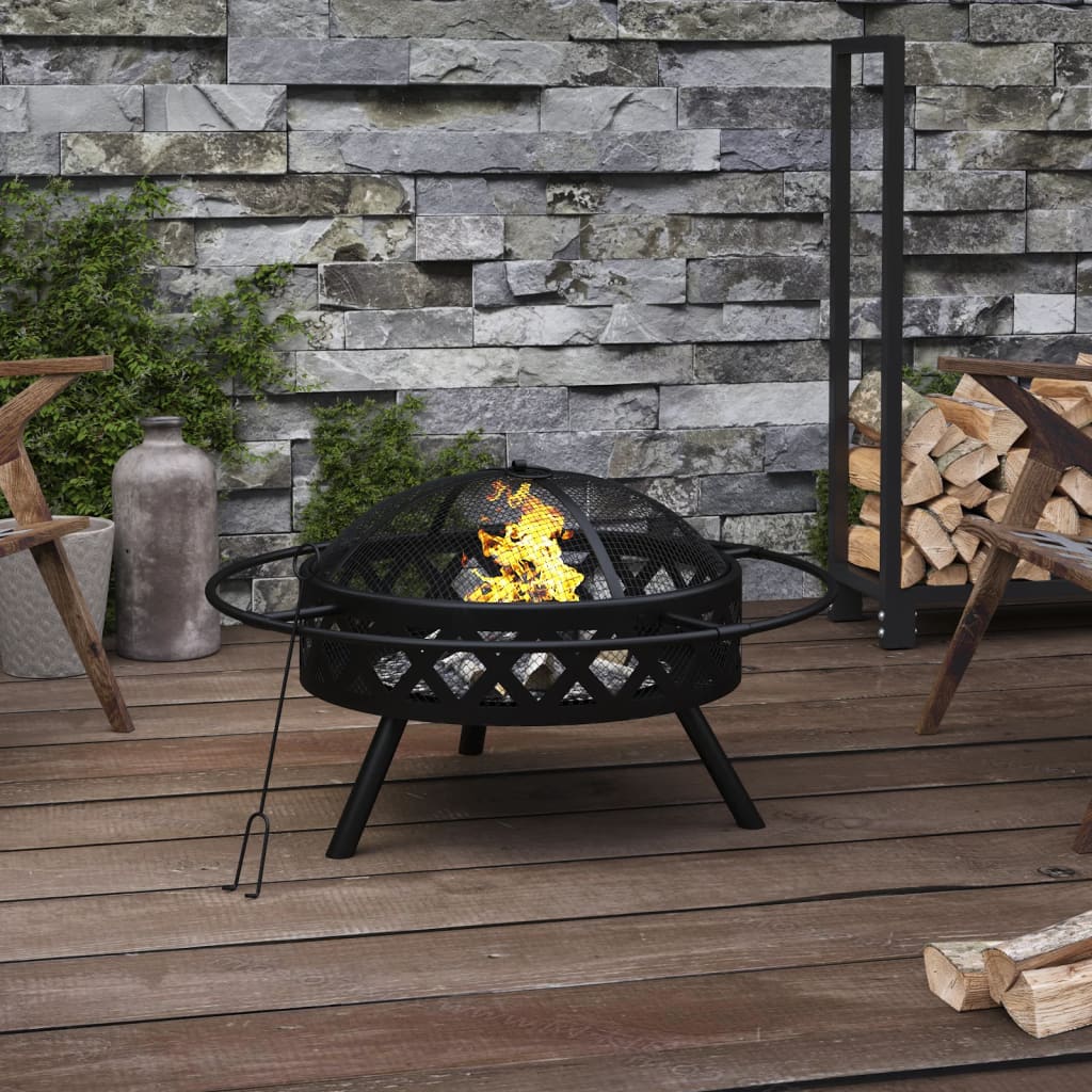 Fire pit with fire rake 70 cm XXL steel