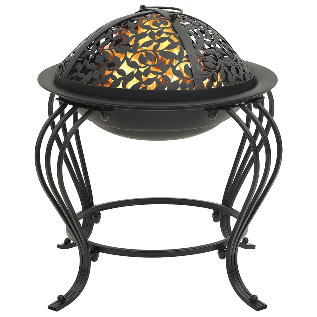 Fire bowl with fire rake 49 cm steel
