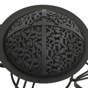 Fire bowl with fire rake 49 cm steel